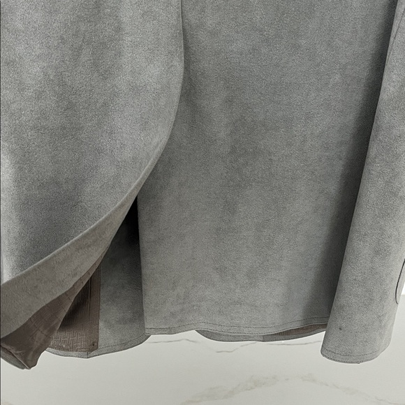 Halston Halsuede Single Breasted Gray Blazer - Picture 12 of 13